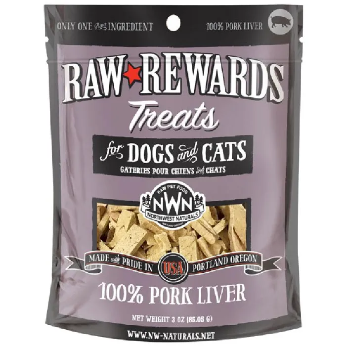 Northwest Nats Raw Rewards Pork Lvr Fd Dog & Cats Treats, 3-oz