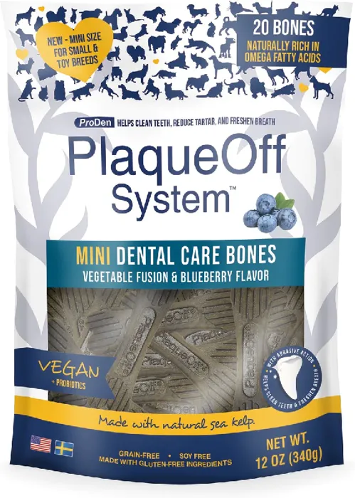 Plaqueoff Dental Care Bones Mini Vegetable W/ Blueberry 12-oz