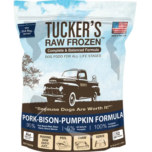 Tucker's Frozen Raw Pork Bison Pumpkin Patties 6lb