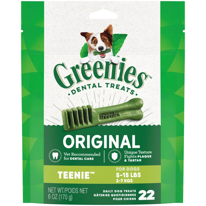 Original Teenie Dental Care Dog Treats - 6oz Pouch