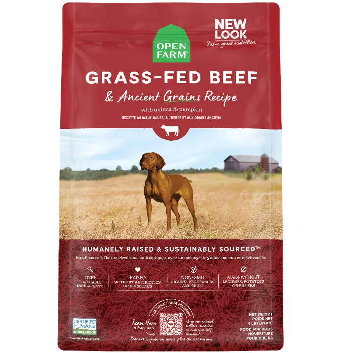 Open Farm Dog Grass Fed Beef & Ancient Grains Kibble 22 Lb