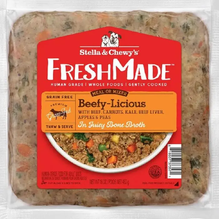 Stella & Chewy's Freshmade Beefy-licious Gently Cooked Frozen Dog Food 16-oz