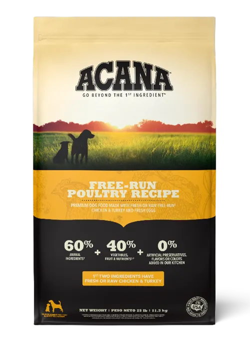 Acana Free Run Poultry Formula With Chicken And Turkey Grain Free Dry Dog Food 25 Lbs
