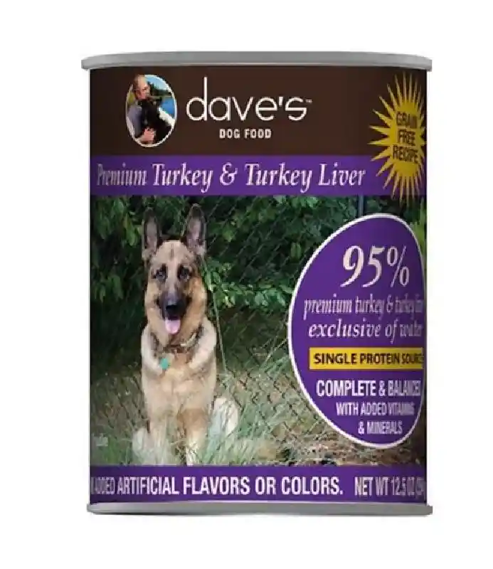 Dave's Dog Gf 95% Turkey & Liver Pate Can 12.5 Oz