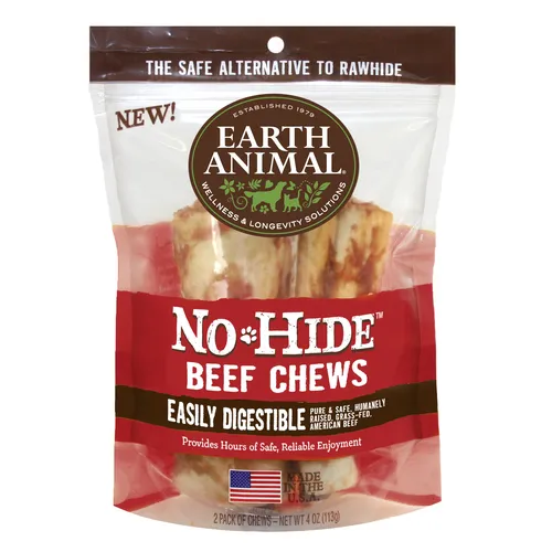 No-hide Easily Digestible Rawhide Alternative Beef Flavor Dog Chews 4" - 2-pack