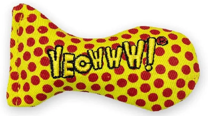 Yeowww! Stinkies Sardine Catnip Toy 3" Yellow W/ Red Dots