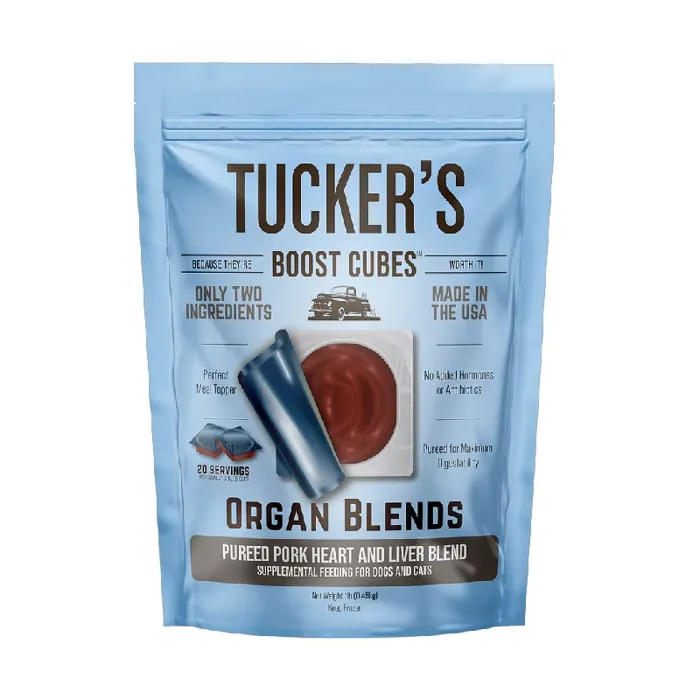 Tuckers Dog Boost Cubes Pork Heart Liver Frozen 1lb 30=cs