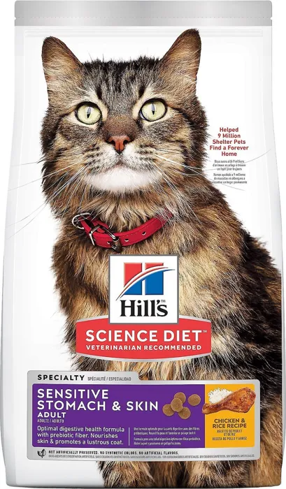 Adult Sensitive Stomach & Skin Chicken & Rice Recipe Dry Cat Food 15.5-lb