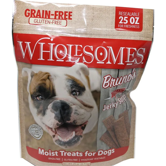 Wholesome Dog Jerky Strips Bruno's Pork 25oz