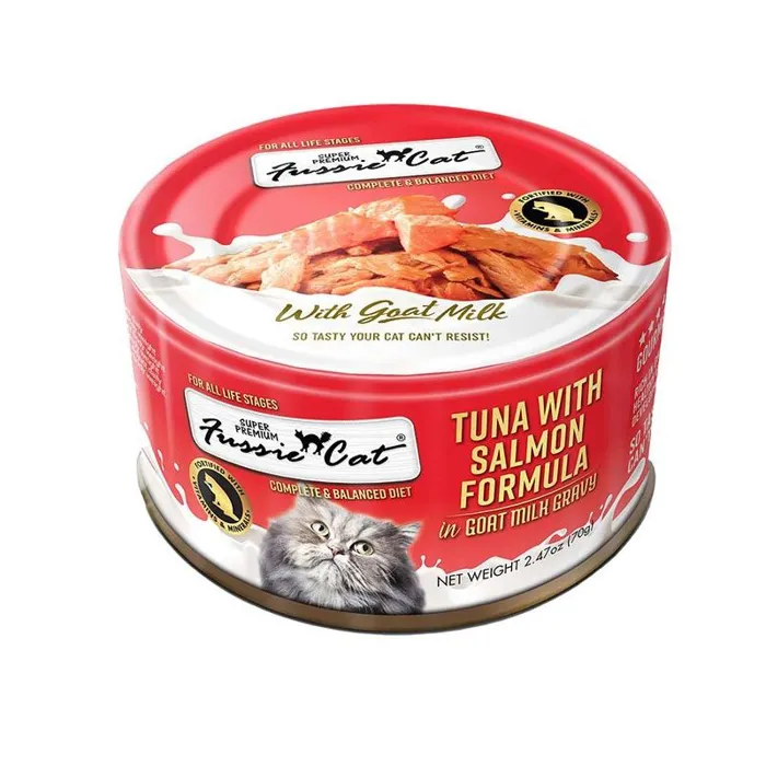 Fussie Cat Premium Tuna With Salmon In Goats Milk Cat Food 2.47-oz