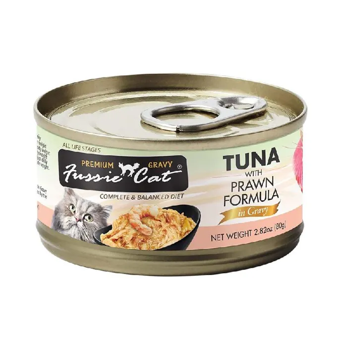Fussie Premium Cat Can Tuna/ Prawn In Gravy 2.82oz