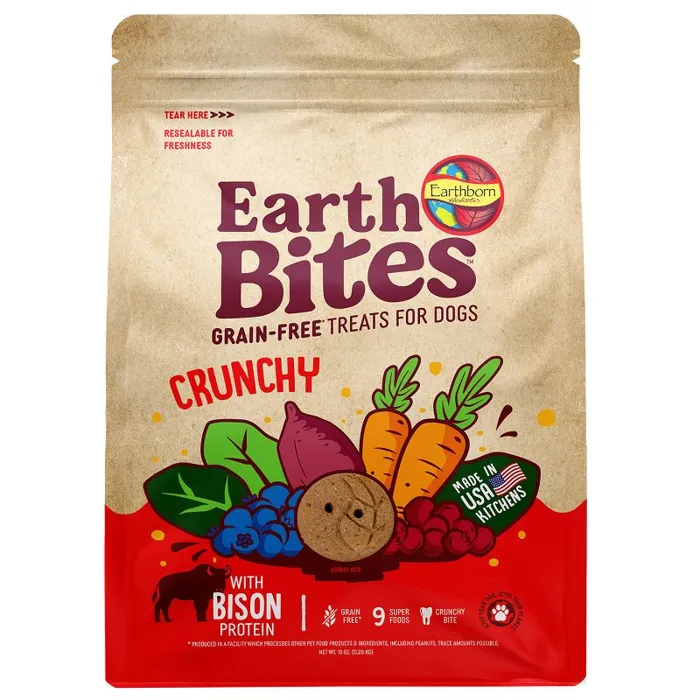 Earthborn Holistic Earthbars Bison & Pumpkin Grain-free Crunchy Dog Treats 10-oz