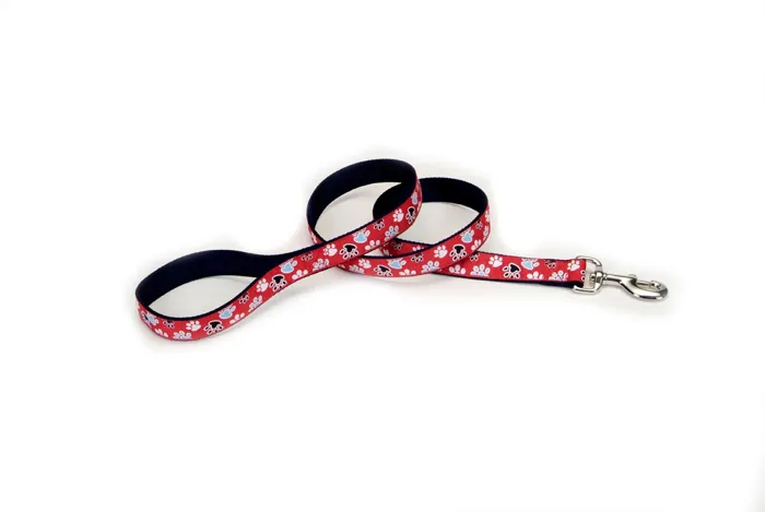 Dog Leash - Red With Paws 1" X 06'