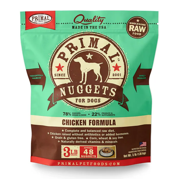 Raw Frozen Canine Chicken Formula Nuggets Dog Food 3-lb