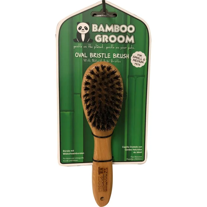 Bamboo Oval Bristle Brush W/natural Boar Bristles