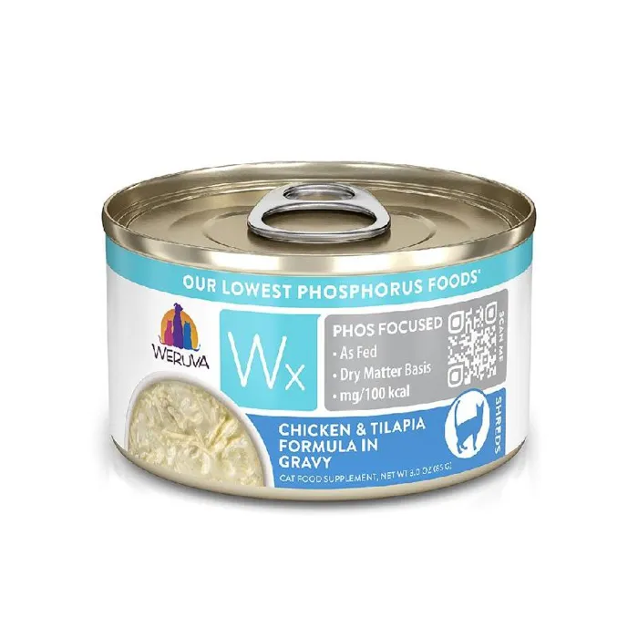 Weruva Cat Wx Low Phosphorus Grain Free Chicken & Tilapia In Gravy Shreds Can 3-oz
