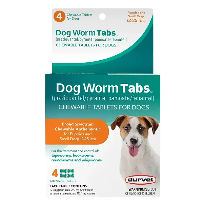 Dog Worm Tabs 2-25lb 4ct 011-18302 Durvet 12/cs