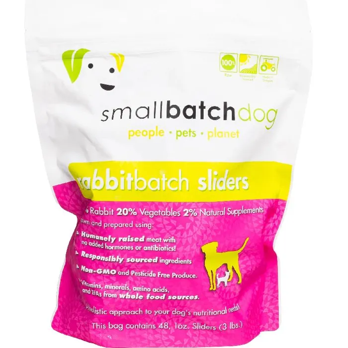 Small Batch Dog Raw Frozen Rabbit Sliders 3-lb