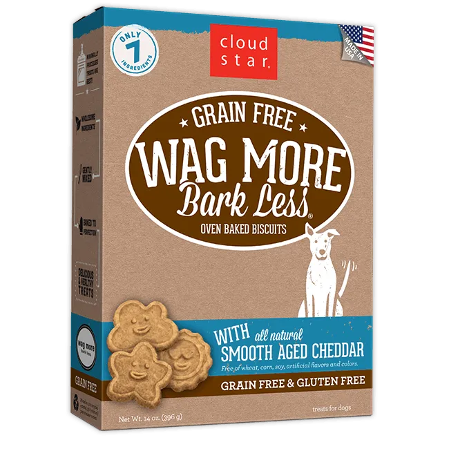 Wag More Bark Less Oven Baked Gain Free Smooth Aged Cheddar Dog Treats 14-oz