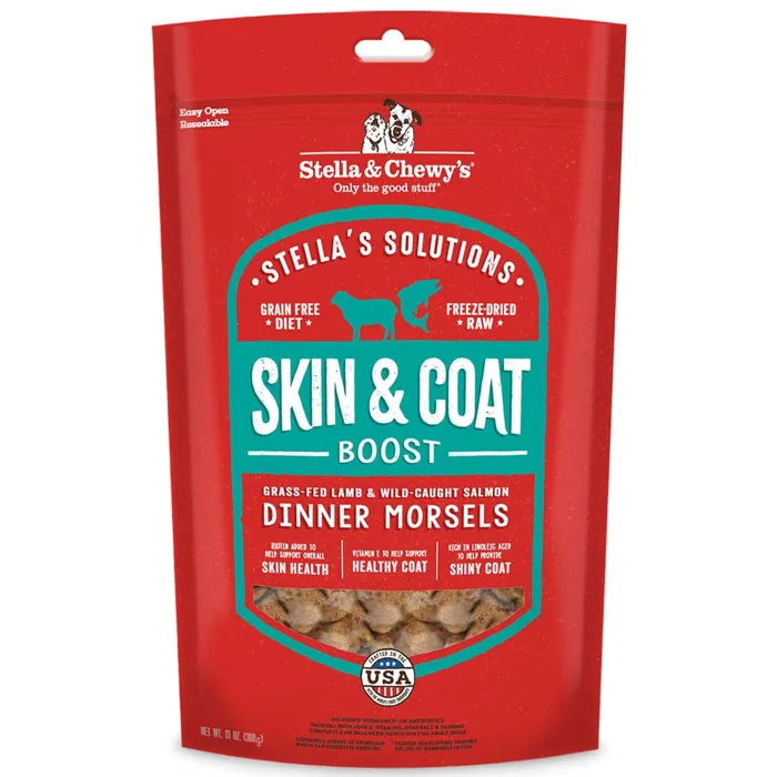 Stella's Solutions Skin & Coat Boost Grass Fed Lamb & Wild Caught Salmon Freeze Dried Raw Dog Food
