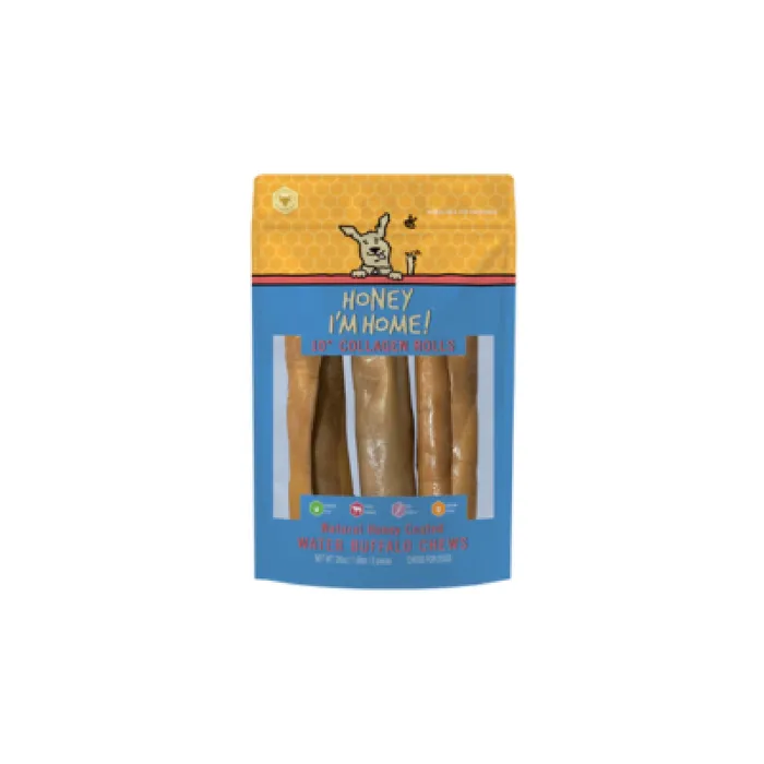 Hih Honey Coated Buffalo Treat Collagen Rolls 10" 3ct