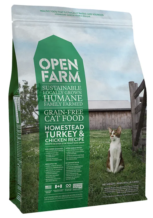 Grain Free Homestead Turkey & Chicken Recipe Dry Cat Food 4-lb