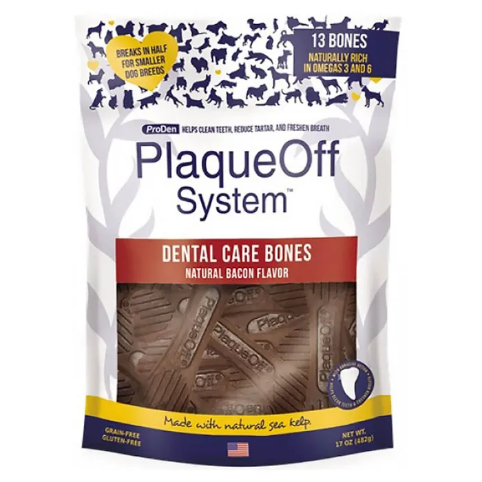 Plaque Off Dental Care Bones Bacon Flavor For Dogs 17-oz
