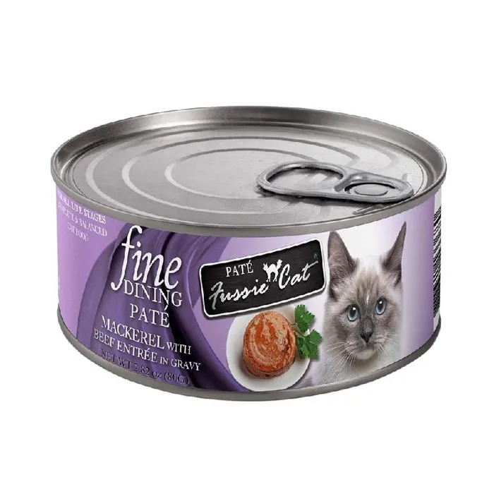 Fussie Cat Fine Dining Pate Mackerel With Beef Entrée 2.82oz