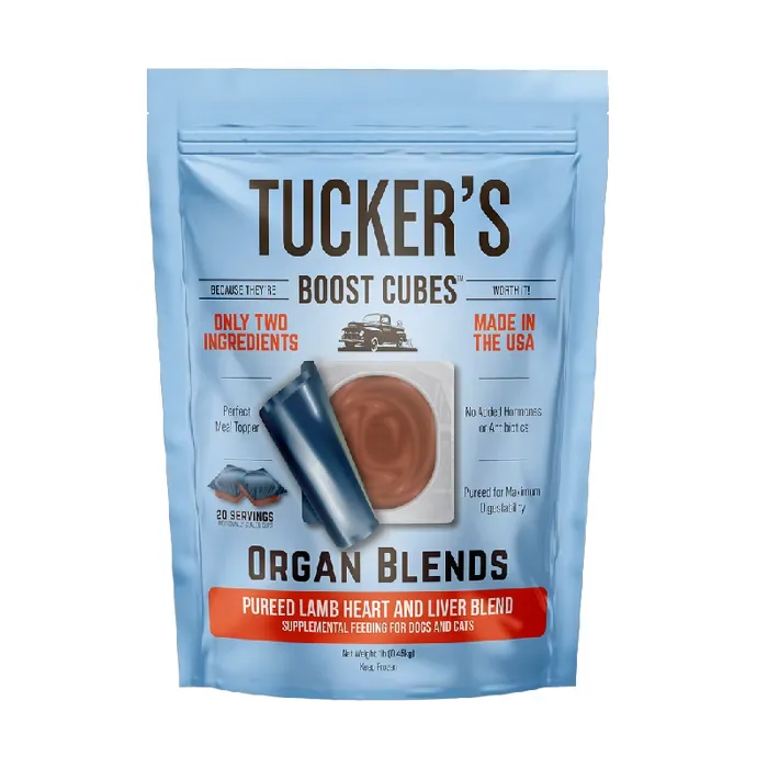 Tuckers Dog Boost Cubes Lamb Heart Liver Frozen 1lb 30=cs