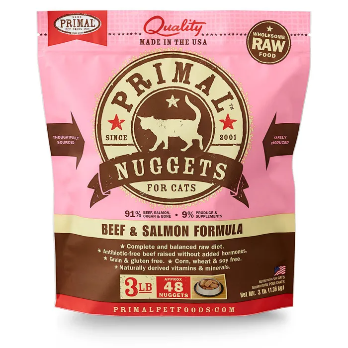 Raw Frozen Feline Beef & Salmon Formula Nuggets Cat Food 3-lb