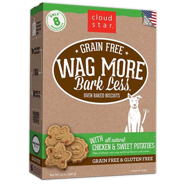 Wag More Bark Less Oven Baked Grain Free Chicken & Sweet Potatoes Dog Treats 14-oz