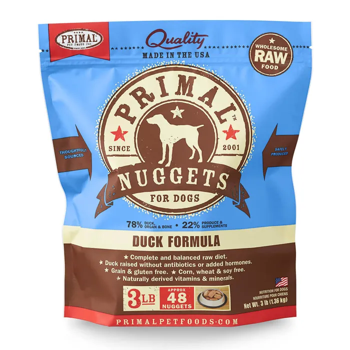 Raw Frozen Canine Duck Formula Nuggets Dog Food 3-lb