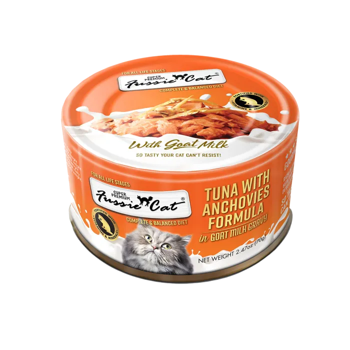 Fussie Cat Tuna & Anchovies In Goats Milk 2.47oz