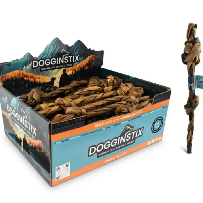 Dogginstix Braided Lamb Collagen Double Knot Stick