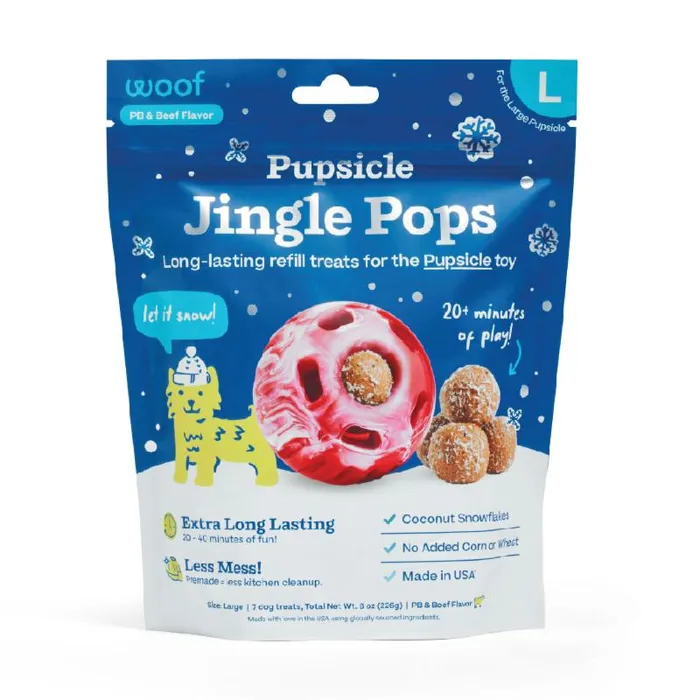 Woof Dog Treat Holiday Jingle Pops Large 8oz
