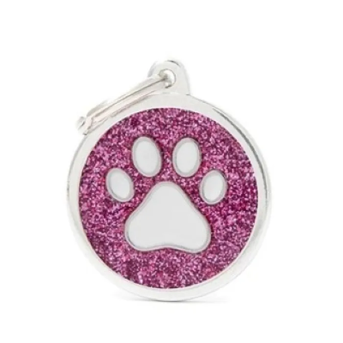 Pink Big Glitter Circle White P
