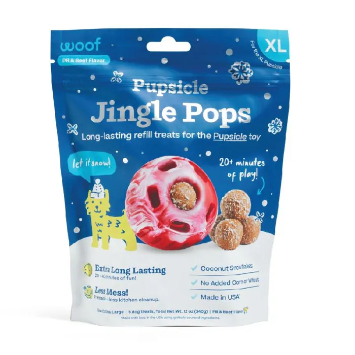 Woof Dog Treat Holiday Jingle Pops Xlarge 12oz