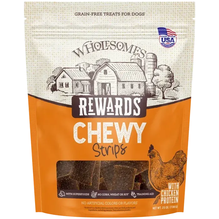 WHOLESOMES REWARDS CHEWY STRIPS CHICKEN 25oz