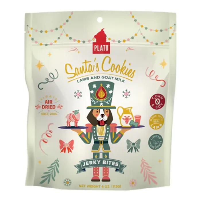Plato Dog Holiday Santa Cookie Lamb Goat Milik Jerky 4oz