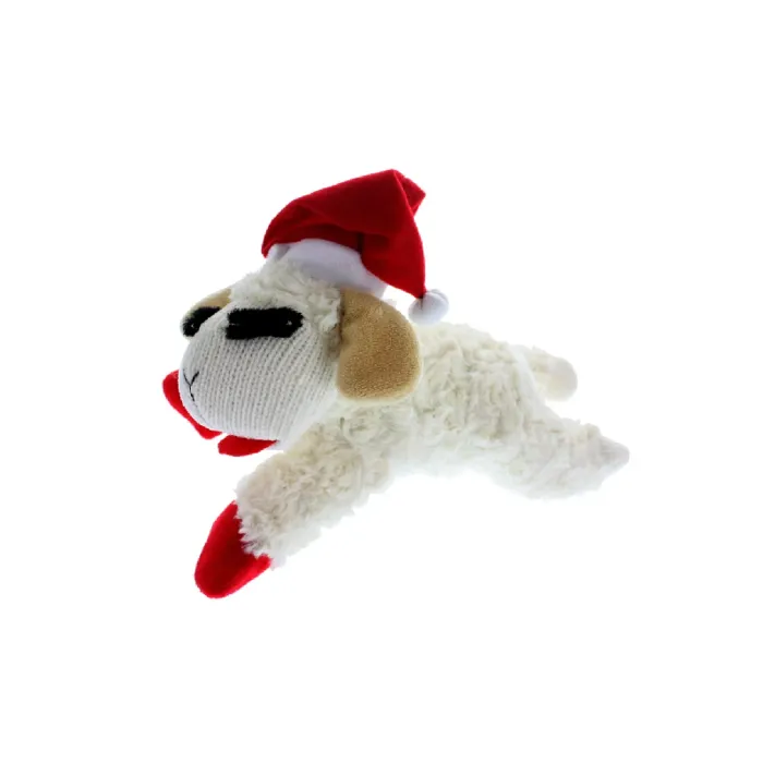 Multipet Lamb Chop W/ Santa Hat Dog Toy 10.5-in