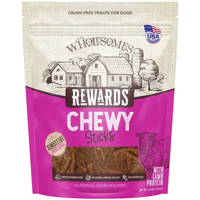 WHOLESOMES REWARDS SENS CHEWY STICKS LAMB 25oz