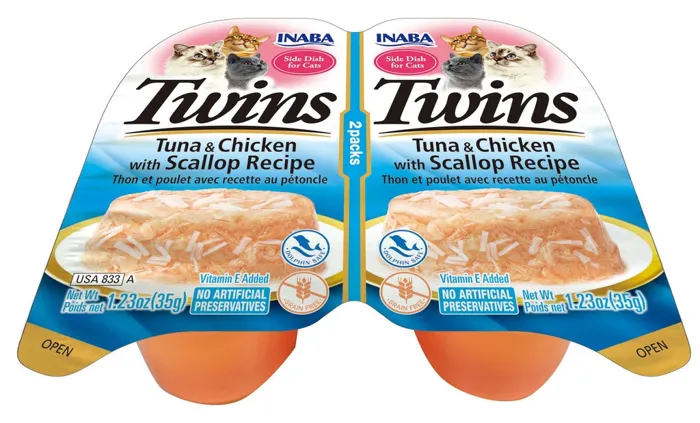 Inaba Cat Twin Cups Tuna Chicken Scallop 2.46-oz